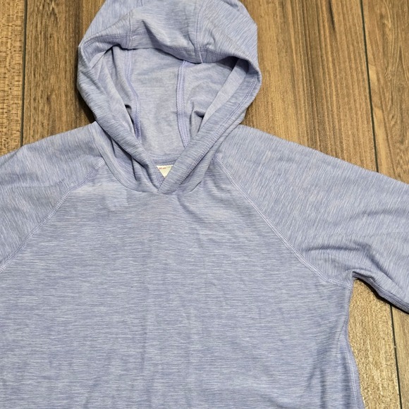 Hanna Andersson Girls Blue Space Dye Hooded Active Dress Thumbholes Size 8 130cm - Picture 2 of 8